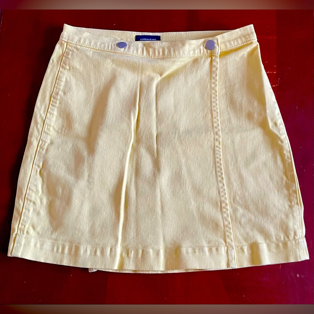 J Crew Yellow Wrap Denim Skirt